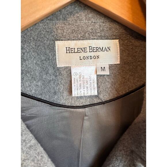 Helene Berman London Women’s Wool Blend Coat Size M Gray Double Breasted - Picture 7 of 11